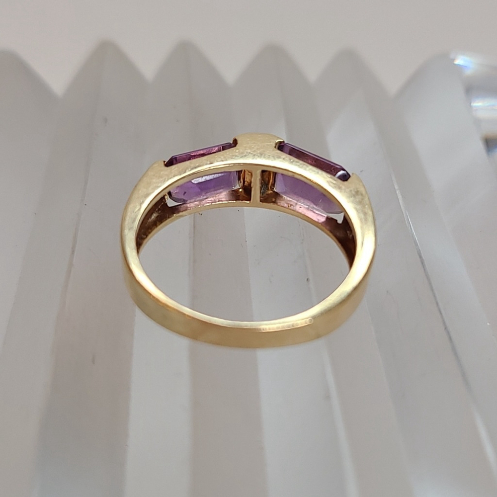 14k yellow gold amethyst and diamond ring. - Picture 6 of 9